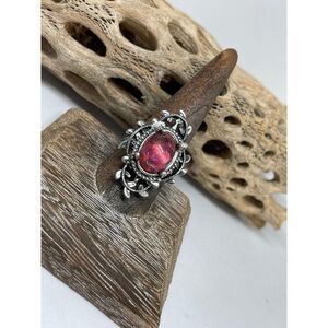 CHRISTMAS GOTHIC Renaissance silver Ring Mexican Fire Opal Dragons breath